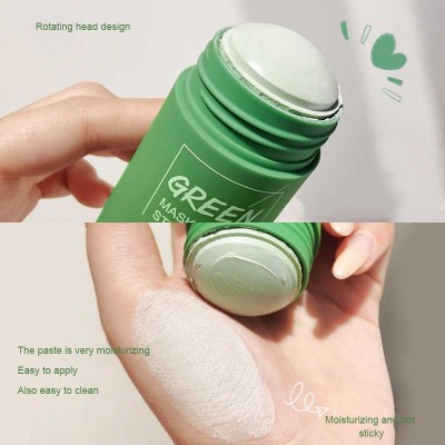 GFSU Green Tea Purifying Clay Stick Mask Oil Control Anti-Acne Eggplant Solid Fine,Portable Cleansing Mask Mud Apply Mask, Green Tea Facial Detox Mud Mask(40 g)