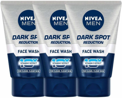 NIVEA Men , Dark Spot Reduction, for Clean & Clear Skin with 10x Vitamin C Effect, 100 g (PACK 3) Face Wash(300)