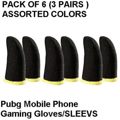 P R Production Controller Finger Cots Pubg Anti-Slip Thumb Sleeve-Proof (Pack of 6)  Gaming Accessory Kit(Black, For iOS, Android)