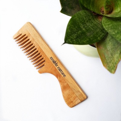 Enable Nature Pure Neem Wood Handle Comb- Wide Teeth