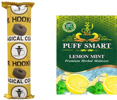 Puff Smart Lemon Mint with 1 Polo Quick Light Charcoal ( 10 disk) Hookah Charcoals(Pack of 1)