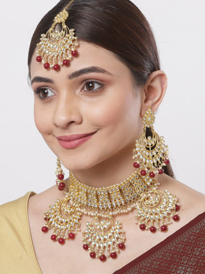 Karatcart Alloy Gold-plated Red Jewellery Set(Pack of 1)