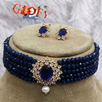 Ridhi Sidhi Collection Plastic Gold-plated Blue Jewellery Set(Pack of 1)