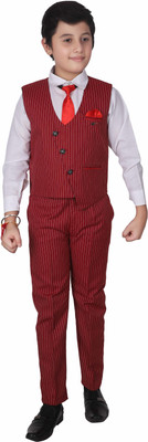 PRO ETHIC Boys Party(Festive) Waistcoat Shirt(Maroon)