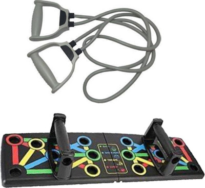 BRPEARl Push Up Board - Complete Push Up Training System Color-Coded Push-up Bracket Board Portable for Home Fitness Training with toning tube with D Handle for Exercise Workout Resistance Tube Fitness Accessory Kit Kit