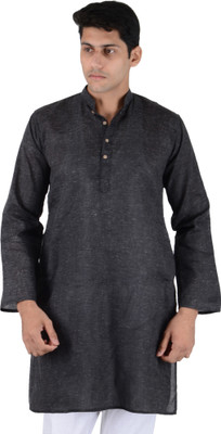 aruati Men Solid A-line Kurta(Black)