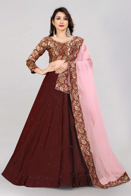 Divastri Self Design Semi Stitched Lehenga Choli(Maroon)