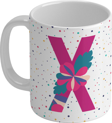 Shieldsmore Ceramic Alphabet X Printed Coffee, 325ml |White Ceramic Coffee Mug(325 ml)