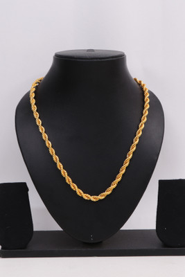 GLAMAFFAIR Stylish Heavy Golden Rope Chain for Man Gold-plated Plated Alloy Chain