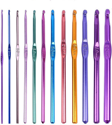 Vinayakart 12 Pcs Multicolor Aluminum Crochet Hooks ( 02 - 08 mm) Hand Sewing Needle(Crochet Needle 2-8 MM Pack of 12)