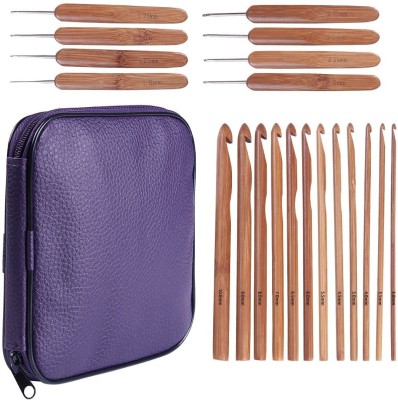 Vinayakart 20 Carbonized Bamboo Ecofreindly Light Weight Crochet Hooks Kit With Bag 12 Pcs ( 3-10mm), 8 Pcs 1-2.75 mm ) Hand Sewing Needle(Crochet Needle 3 - 10 mm, 1 - 2.75 mm Pack of 20)