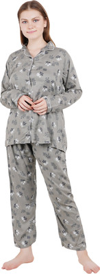 LDHSATI Women Printed Grey Night Suit Set