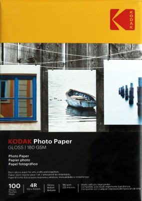 KODAK Photo Paper 4 X 6 Inches 180 GSM 100 Sheets Glossy Photo Paper Unruled 4R 180 gsm Photo Paper(Set of 1, White)