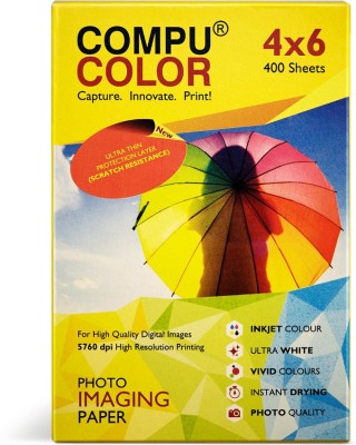 COMPU COLOR RESIN COATED TRUE Photo Glossy Photo Paper 270GSM (4x6 inches, 400 sheets) Unruled 4x6 Inch 270 gsm Photo Paper(Set of 1, White)