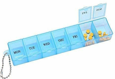 Shakuntla 7 Days 1 Time 7 Day Tablet Pill Storage Box Weekly Medicine Organizer Container Case Pill Box(Blue)