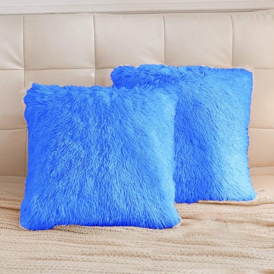 PriMaryHoMe Microfibre Solid Cushion Pack of 2(Light Blue)