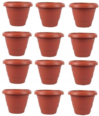 VirajSanchi 10 Inch Heavy Duty Plastic Flower Pot Planter for Gardan & Home Plant Container Set(Pack of 12, Plastic)