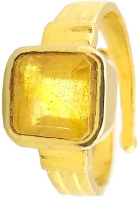 rs gemsexport RS GEMSEXPORT Gemstones 5.45 Ratti Natural Certified Yellow Sapphire Pukhraj Gemstone Panchdhatu Ring ,Pukhraj Birthstone Astrology Ring Brass Sapphire Gold Plated Ring Brass Sapphire Gold Plated Ring