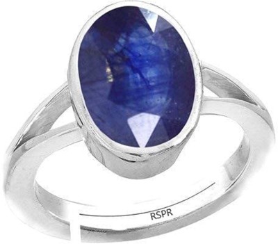 RSPR 10.25 Ratti Natural Blue Sapphire Neelam Gemstone Stone Ring With Lab Certificate Brass Sapphire Silver Plated Ring