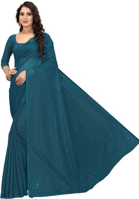 PRAVISHRI TRENDS Solid/Plain Bollywood Silk Blend Saree(Light Blue)