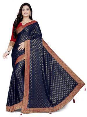 AKFABRICS Printed Bollywood Lycra Blend Saree(Blue)