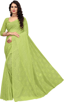 PRAVISHRI TRENDS Solid/Plain Bollywood Silk Blend Saree(Light Green)