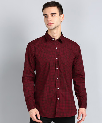 Tanip Men Checkered Formal Red Shirt