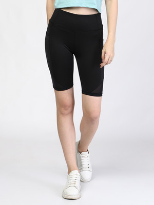 The Dance Bible Solid Women Black Cycling Shorts