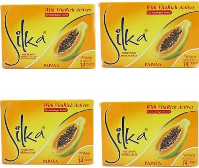 Silka Soap SILKA Pure Papaya Face and Body Whiteningl Soap pack of 4(4 x 33.75 g)