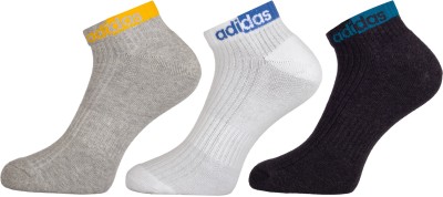 ADIDAS Original Cotton Flat Knit (AD-0281) (Light Grey Melange/Anthra Mel/White) Men & Women Solid Low Cut(Pack of 3)