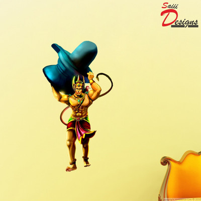 Saiii Designs 45 cm Hanuman Shivling Wall Sticker to add life to your Walls (Medium) Self Adhesive Sticker(Pack of 1)