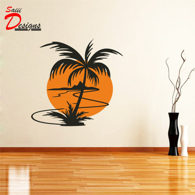 Decals Point 49 cm Sun Tree Wall Sticker to add life to your Walls (Medium) Self Adhesive Sticker(Pack of 1)