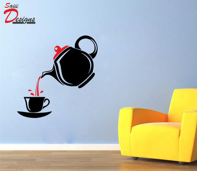 Saiii Designs 61 cm Tea Cup Wall Sticker to add life to your Walls (Medium) Self Adhesive Sticker(Pack of 1)