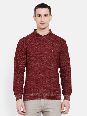 DUKE Self Design Turtle Neck Casual Men Maroon Sweater