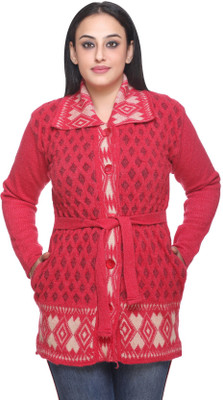 PIPASA WOMEN Self Design Collared Neck Casual Women Pink Sweater