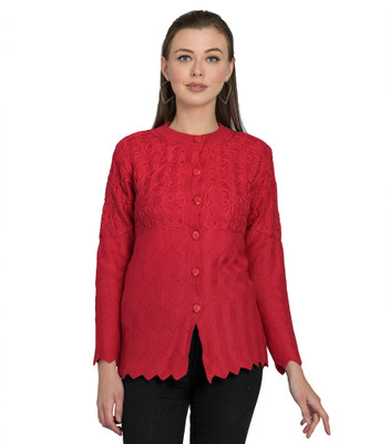 lady willington Embroidered Round Neck Casual Women Grey Sweater