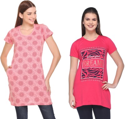 IN Love Printed Women Round Neck Pink T-Shirt