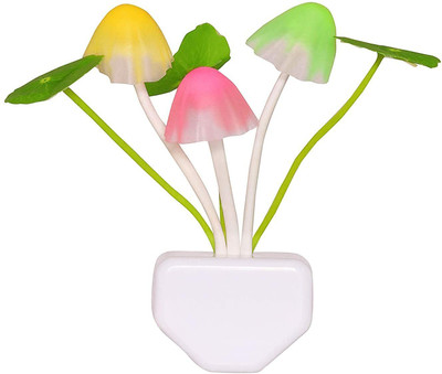IMMUTABLE 622_ST-80Z| Automatic Colour Changing Mushroom Plant Shape LED Night Light Plug Lamp with Smart Sensor Auto on-Off Night Lamp Night Lamp(18 cm, Multicolor)