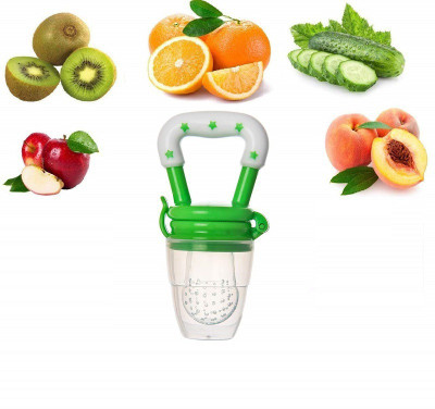 smilykid Food Nibbler for Fruit and Veggie with Rattle Handle BPA Free (Pack of 1) Teether(Multicolor)