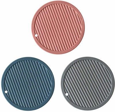 PLENARO Round Pack of 3 Table Placemat(Multicolor, Silicone)