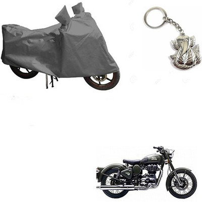 RPSENTTERPR Two Wheeler Cover for Royal Enfield(Battle Green, Grey)