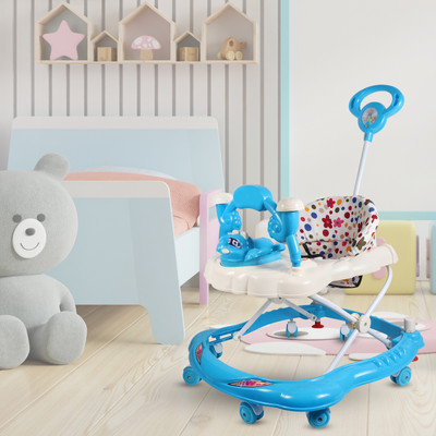 Kayoksh Musical 2-in-1 Walker With Parent Rod(Blue)