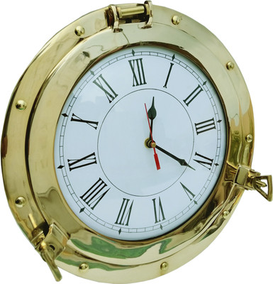 Stark Export House Analog 30 cm X 30 cm Wall Clock(Gold, With Glass, Standard)