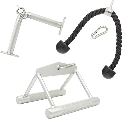 MTU ONLINE STORE Tricep Pull Down Handle, Multi-Option: V-Shaped Bar, Double D Handle, Tricep Rope Multi-training Bar(Silver)