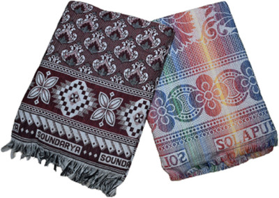 Winwin Self Design Single Top Sheet for  Mild Winter(Cotton, reddish brown Multicolour)