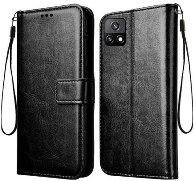 TINGTONG Flip Cover for Vivo Y72 5G(Black, Cases with Holder, Pack of: 1)