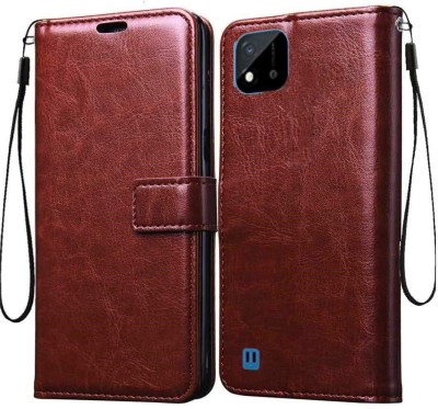 Slugabed Flip Cover for Realme C11 2021, Realme C20, Realme Narzo 50i(Brown, Cases with Holder, Pack of: 1)