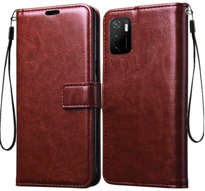 Slugabed Flip Cover for Poco M3 Pro 5G, Redmi Note 10T 5G(Brown, Cases with Holder, Pack of: 1)
