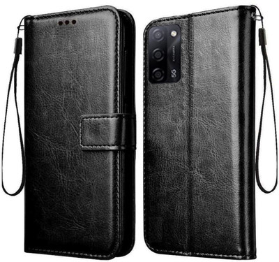 Slugabed Flip Cover for Oppo A53s 5G, Oppo A16 4G(Black, Cases with Holder, Pack of: 1)