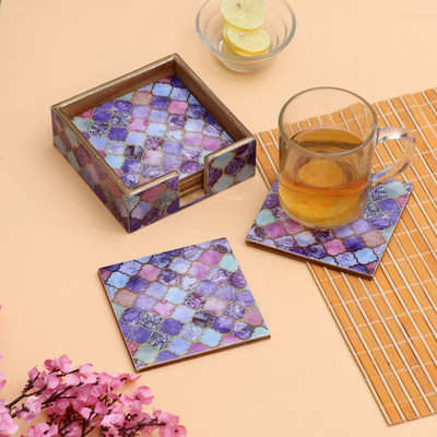 DULI Square Medium Density Fibreboard Coaster Set(Pack of 6)